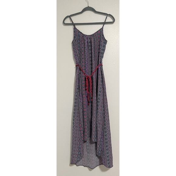 Sanctuary Purple Printed Hi-low Beaded Rope Tie Front Dress - Picture 1 of 11